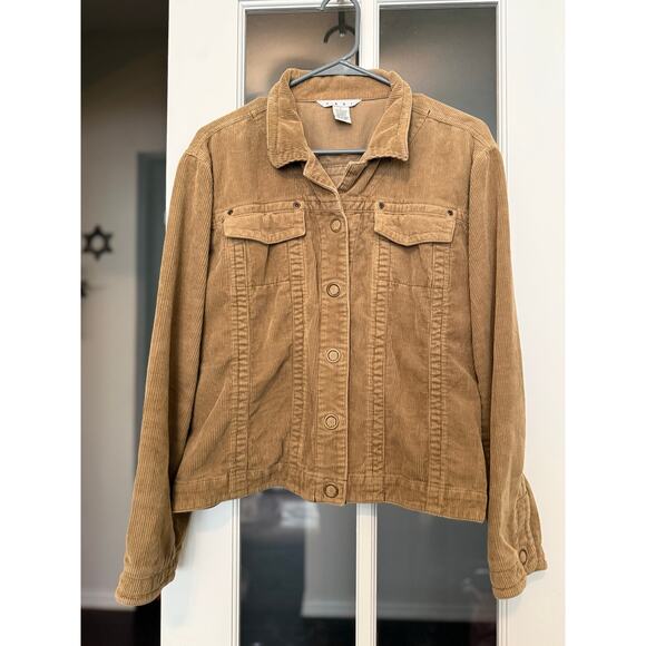 CAbi Casey Corduroy Jacket Brown khaki size Large - Picture 1 of 10